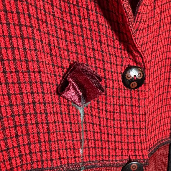 1990's Alexandria Pierce Size Large Patchwork Embroidered Hand Painted Blouse - Picture 5 of 8